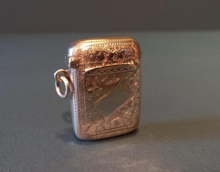 Edwardian Silver Engraved Stamp & Vesta Case - Image 3