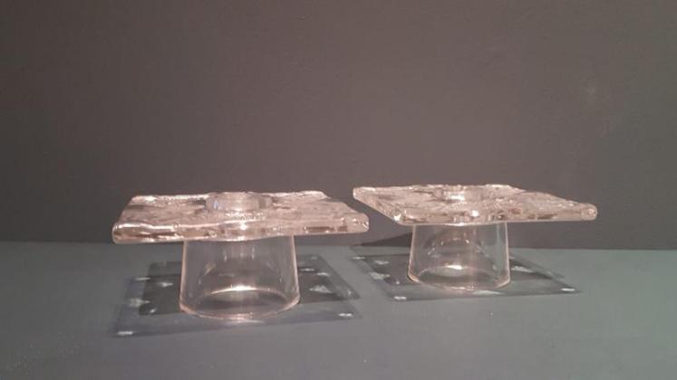 Pair of Lalique Chantily Pattern Candlesticks - Image 2
