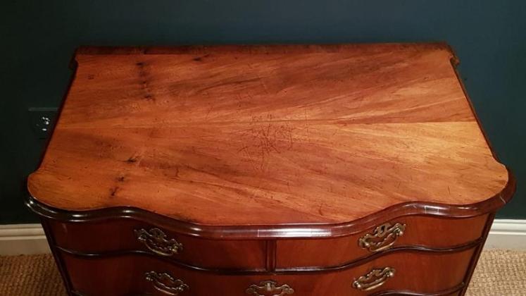 Fine George II Period Walnut Ribbon Fronted Chest - Image 2