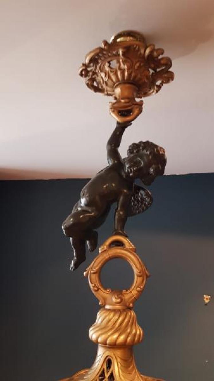 Superb Large Bronze and Ormalu Pendant Light - Image 2