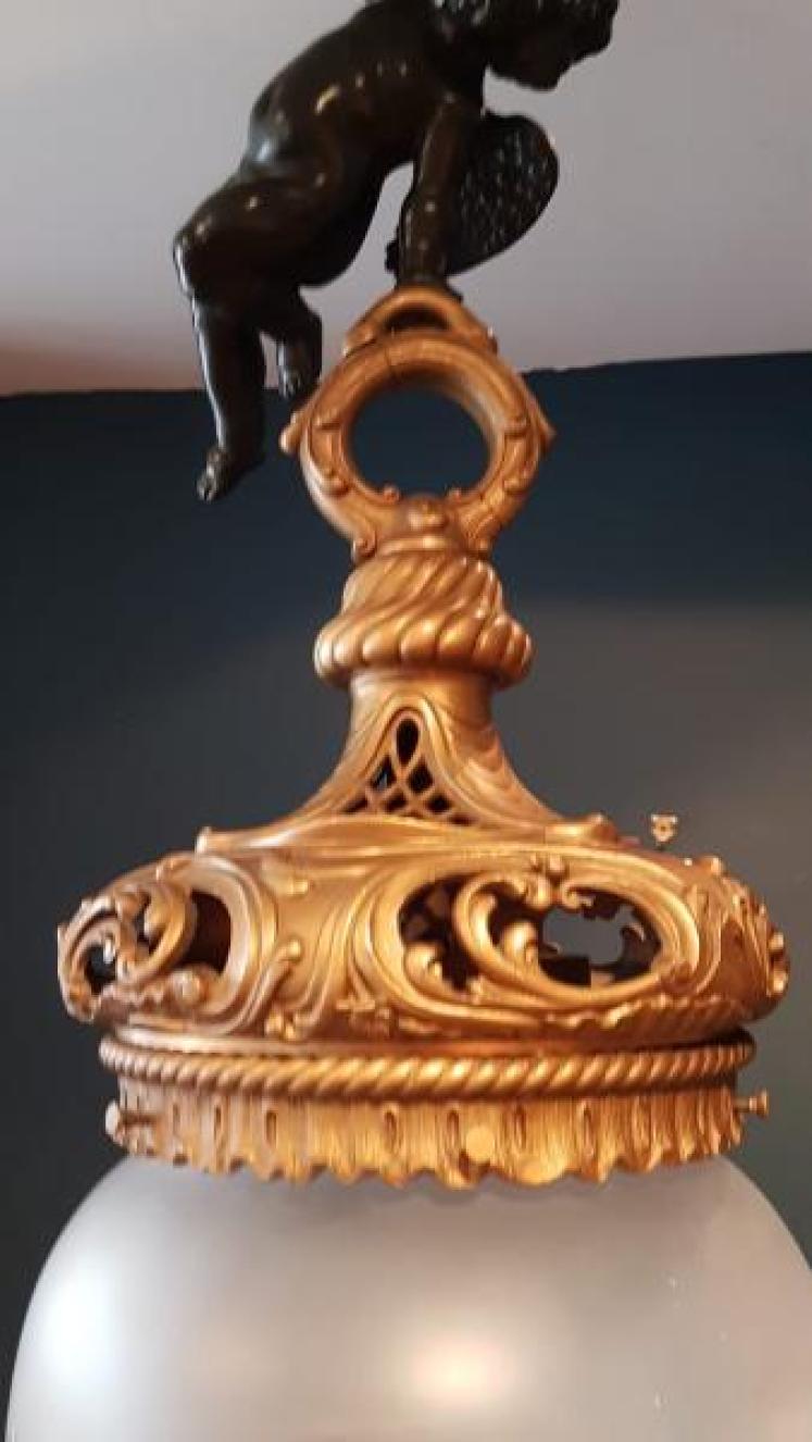 Superb Large Bronze and Ormalu Pendant Light - Image 5