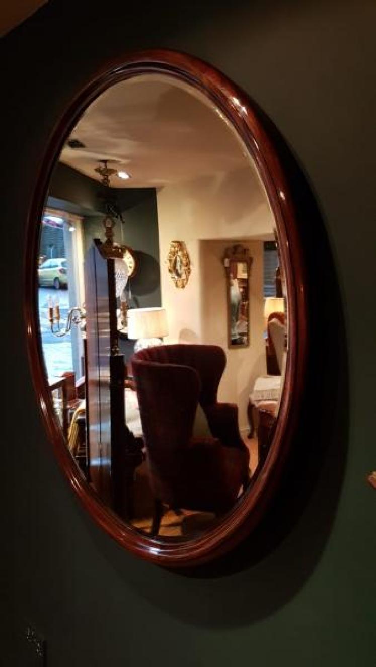 Large Victorian Mahogany Circular Mirror - Image 2