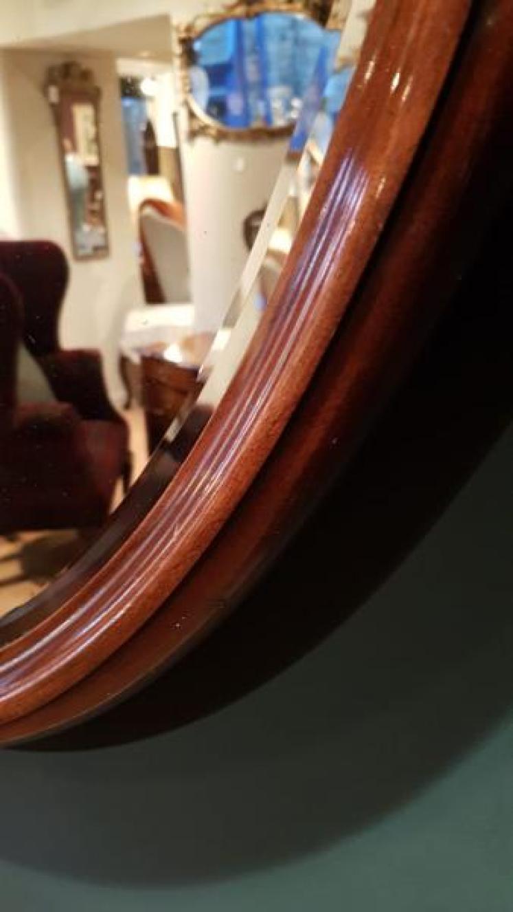 Large Victorian Mahogany Circular Mirror - Image 3