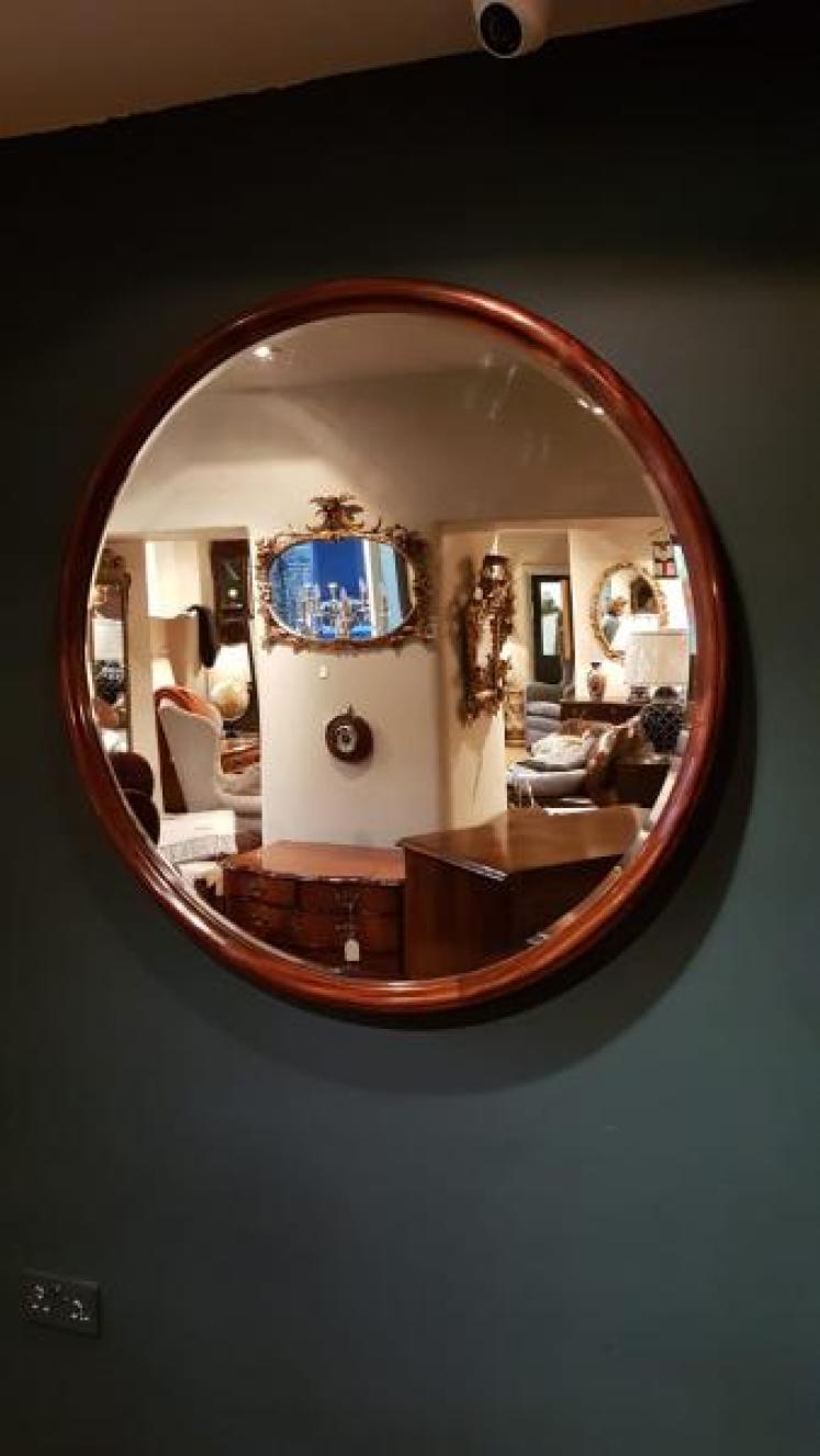 Large Victorian Mahogany Circular Mirror - Image 5