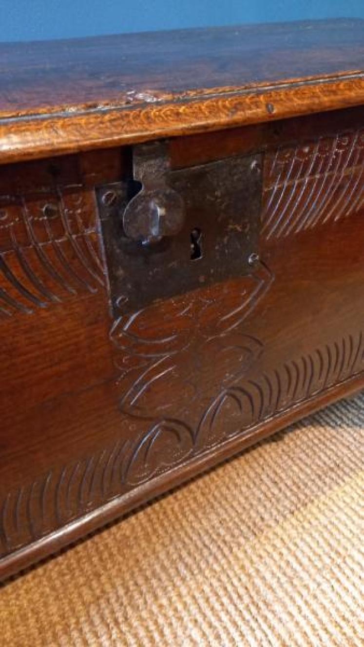 Small Mid 17th Century Period Oak Coffer - Image 3