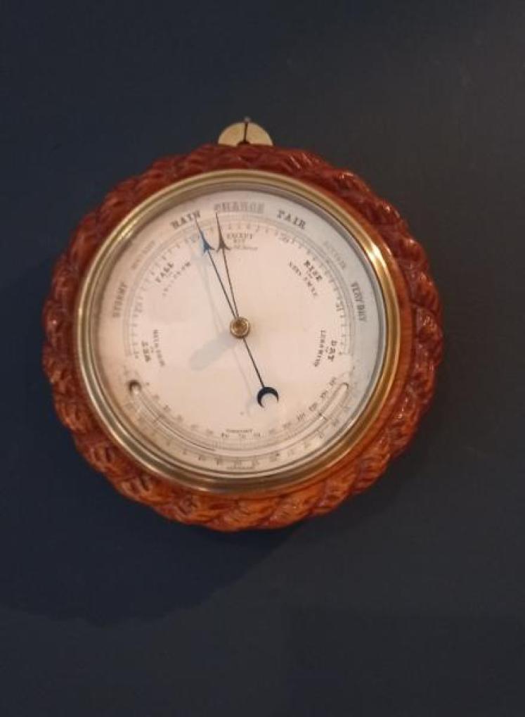 Mid Victorian Polished Oak Ship's Barometer - Image 1