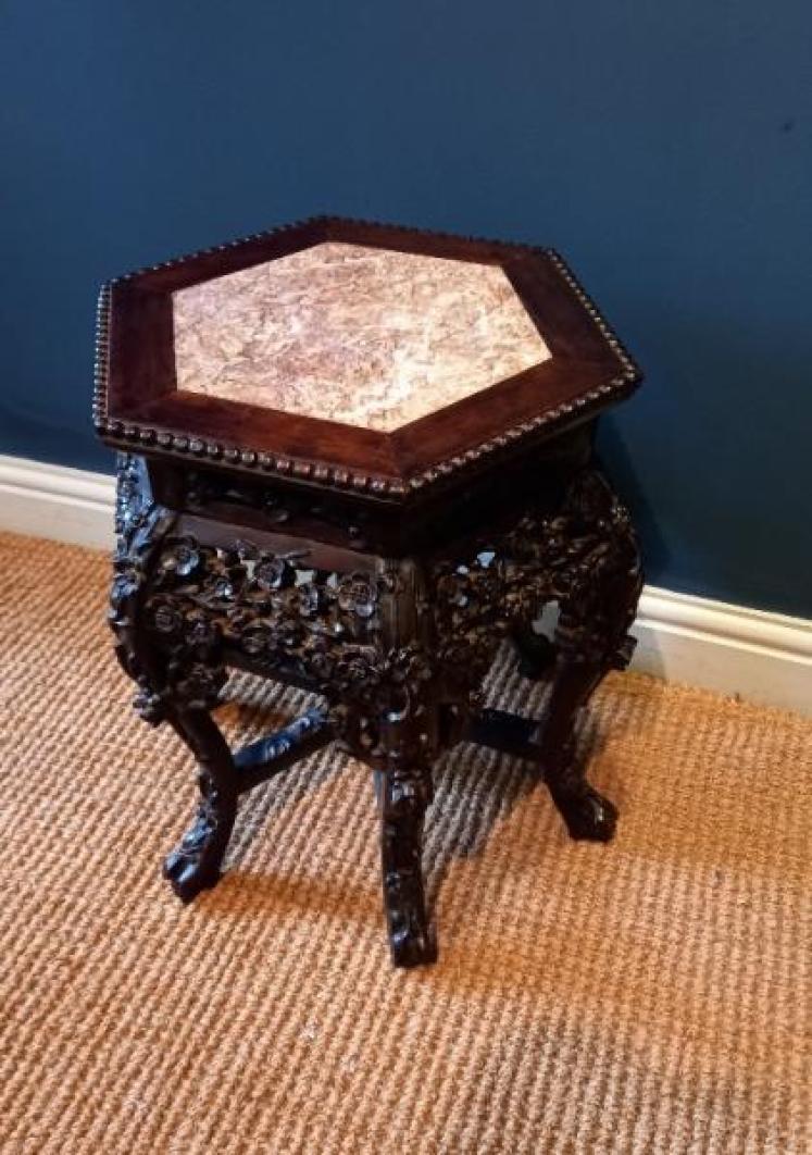 Antique Oriental Rosewood Jardiniere Stand - Image 1