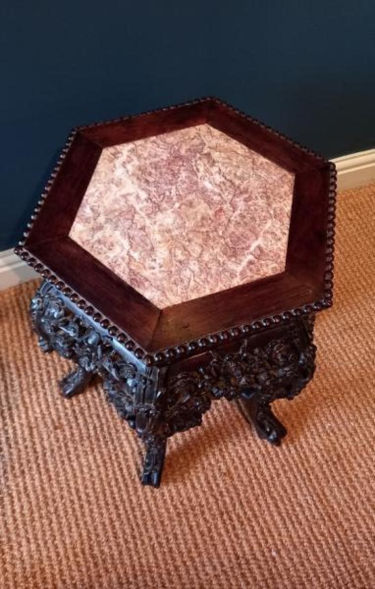 Antique Oriental Rosewood Jardiniere Stand - Image 2