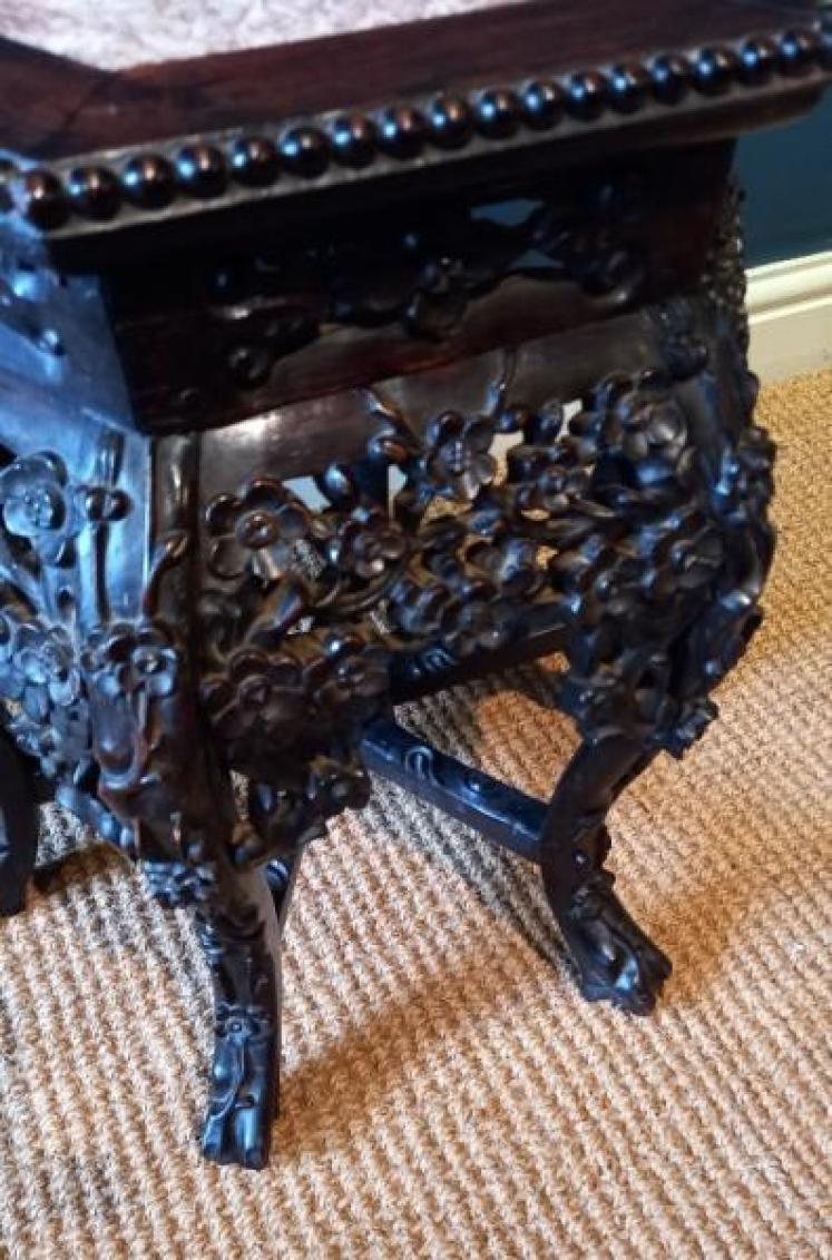 Antique Oriental Rosewood Jardiniere Stand - Image 3