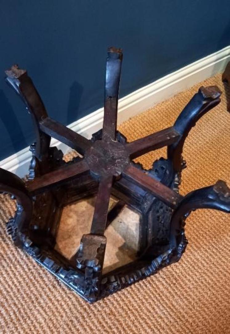 Antique Oriental Rosewood Jardiniere Stand - Image 5