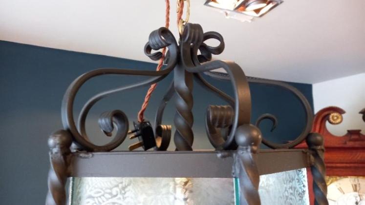 Wrought Iron Hexagonal Hanging Lantern - Image 2