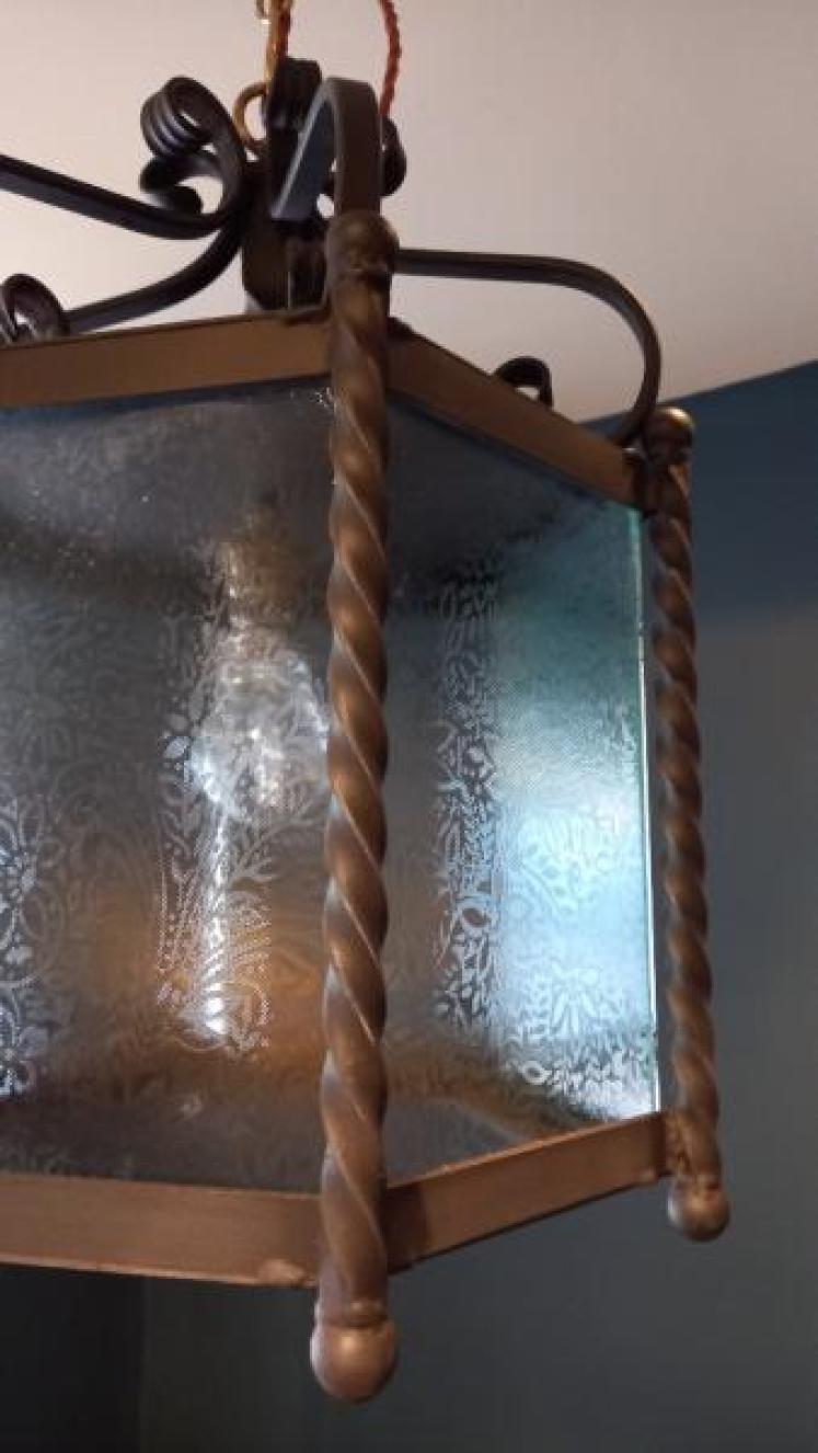 Wrought Iron Hexagonal Hanging Lantern - Image 3