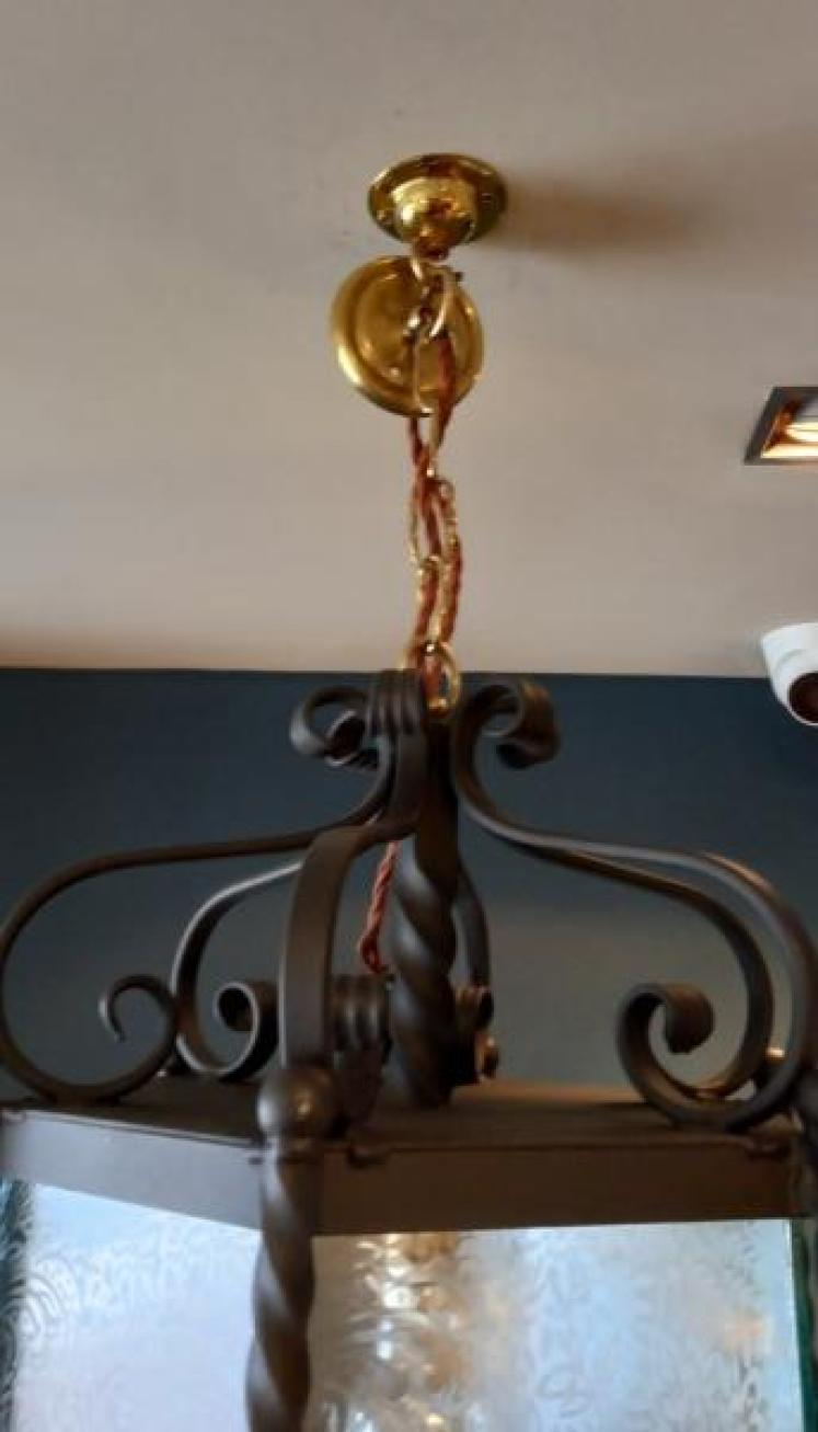 Wrought Iron Hexagonal Hanging Lantern - Image 4