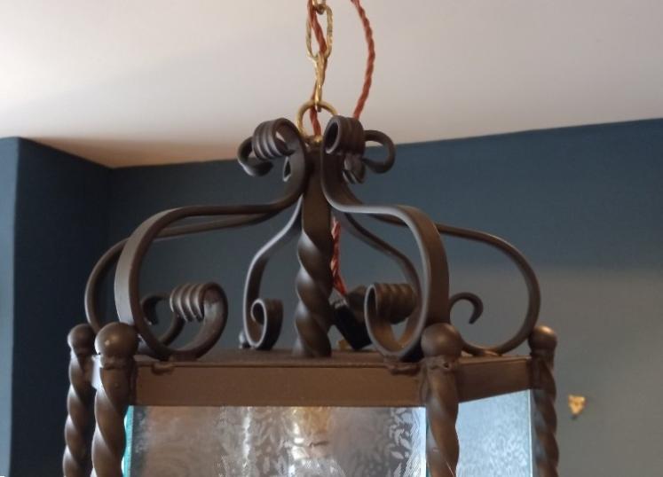 Wrought Iron Hexagonal Hanging Lantern - Image 6