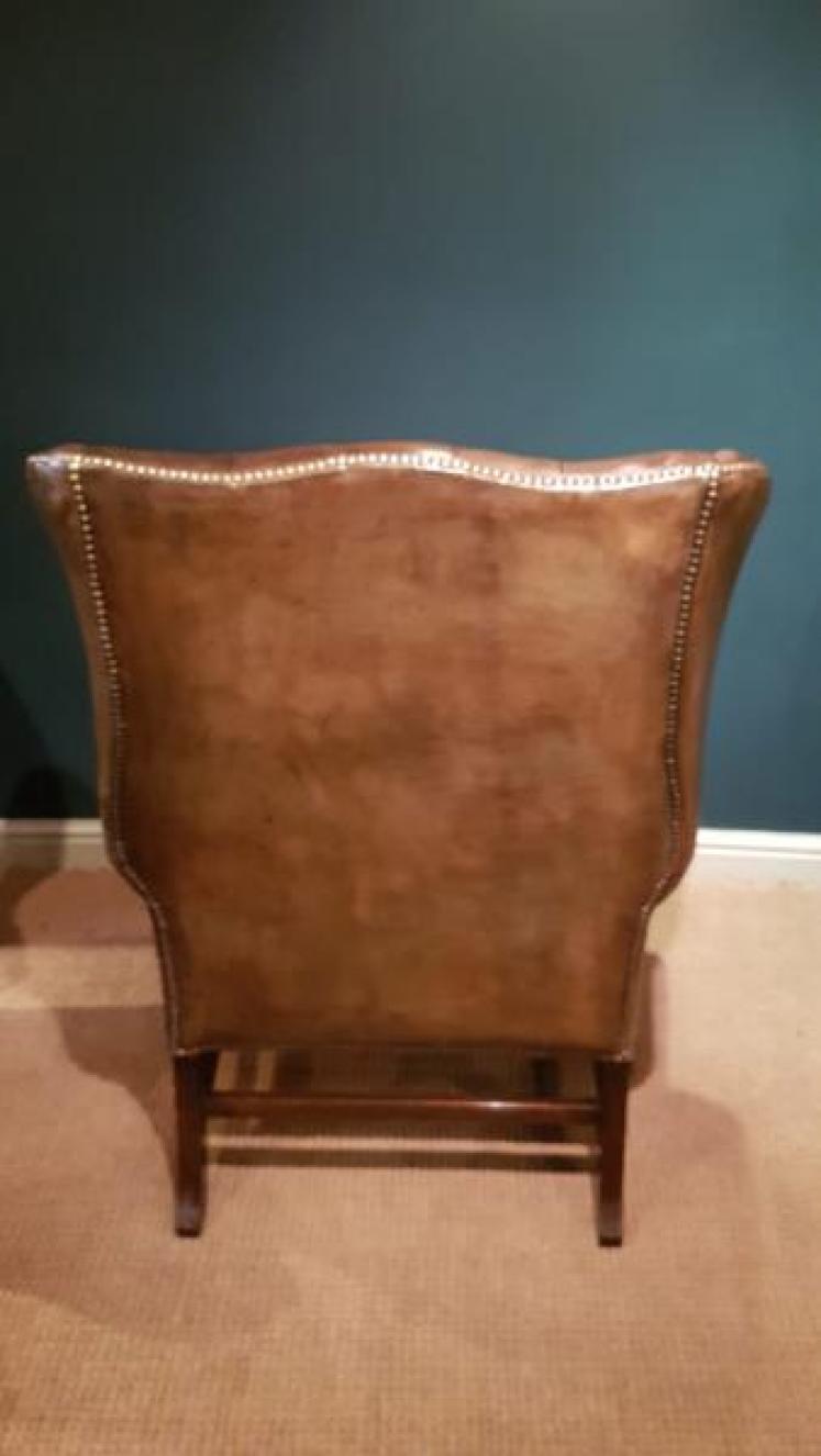 Edwardian Leather Wing Back Arm Chair - Image 3