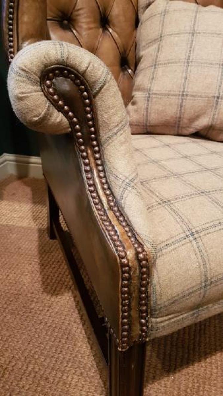 Edwardian Leather Wing Back Arm Chair - Image 5