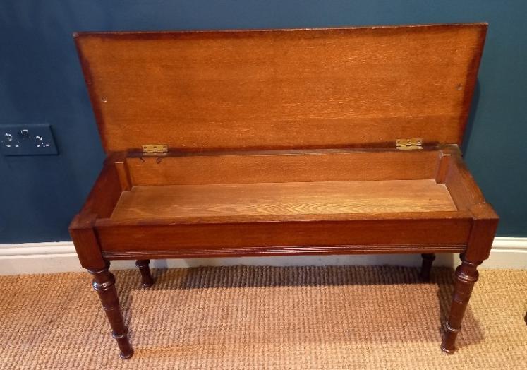 Antique Oak Hall Bench - Image 5