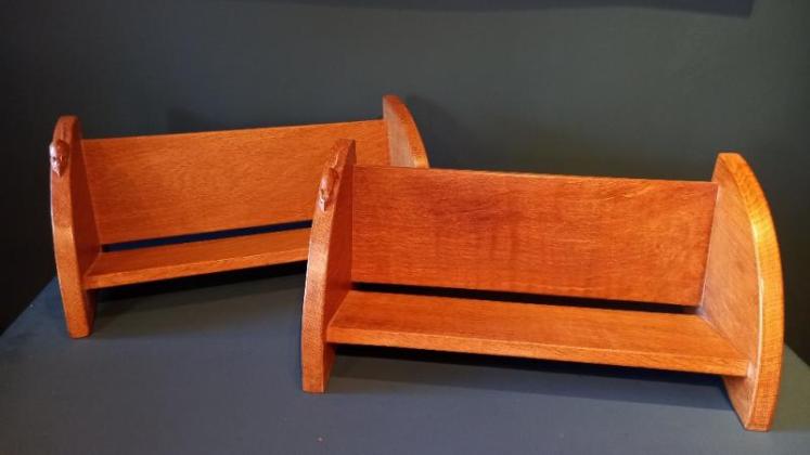 Pair of Mouseman Adzed Oak Book Racks - Image 1