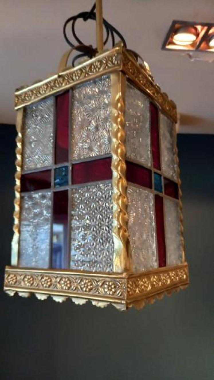 Stained Glass Panel Hall Lantern - Image 2