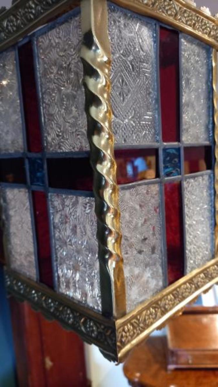 Stained Glass Panel Hall Lantern - Image 3