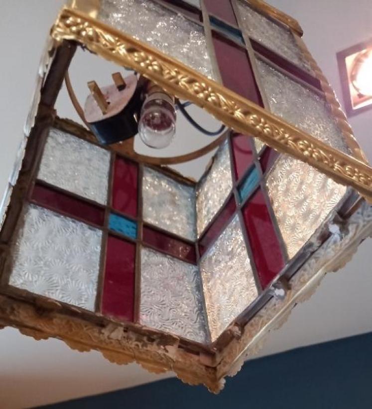 Stained Glass Panel Hall Lantern - Image 5