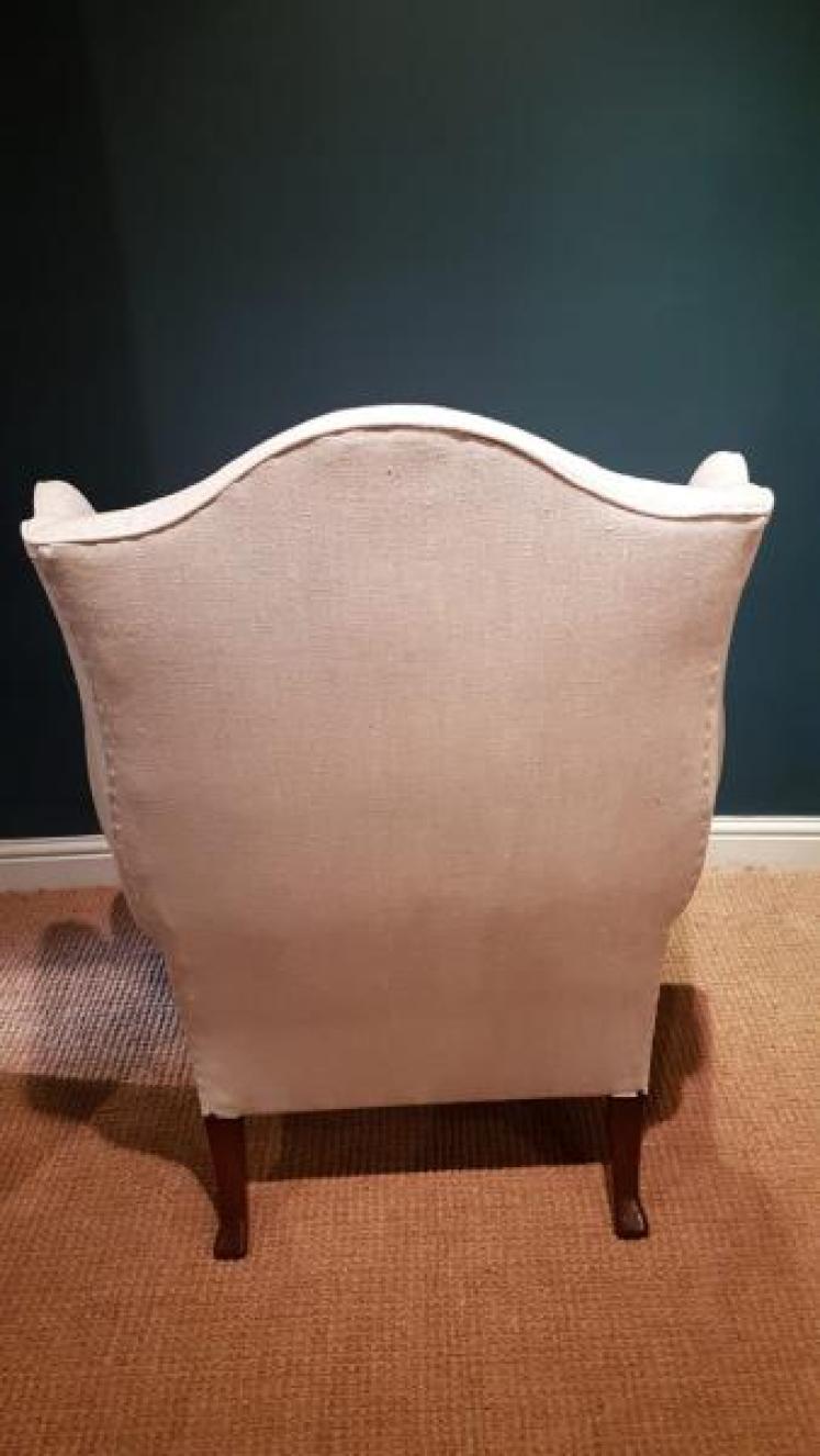 Matching Pair of Edwardian Wing Back Arm Chairs - Image 4