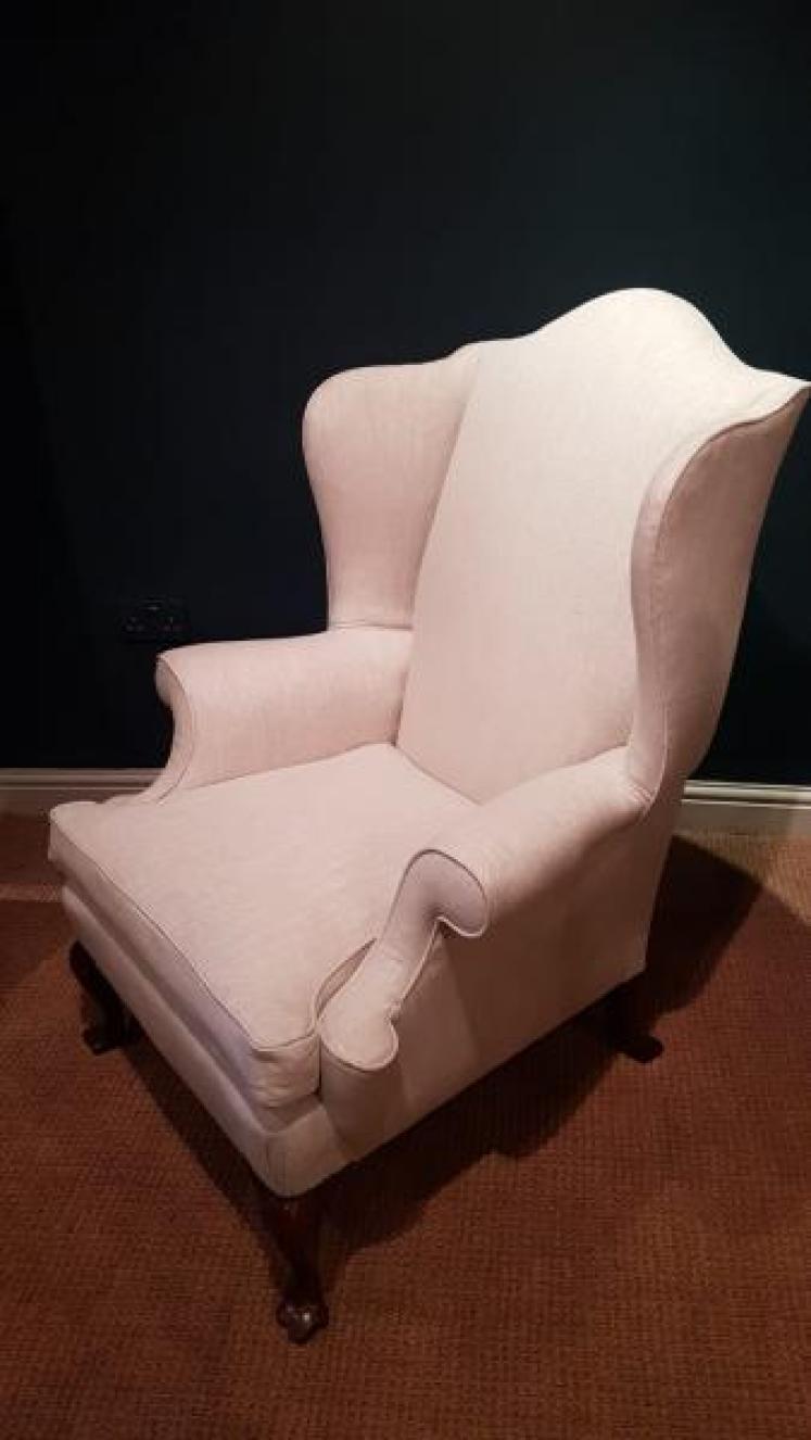 Matching Pair of Edwardian Wing Back Arm Chairs - Image 5