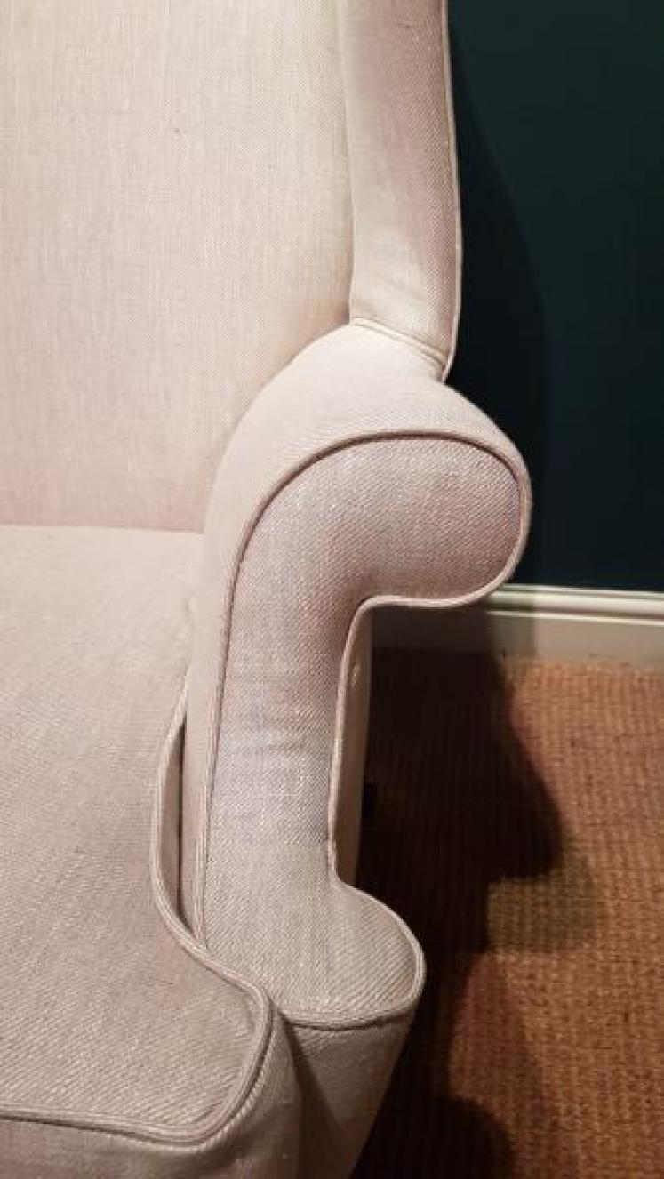 Matching Pair of Edwardian Wing Back Arm Chairs - Image 6