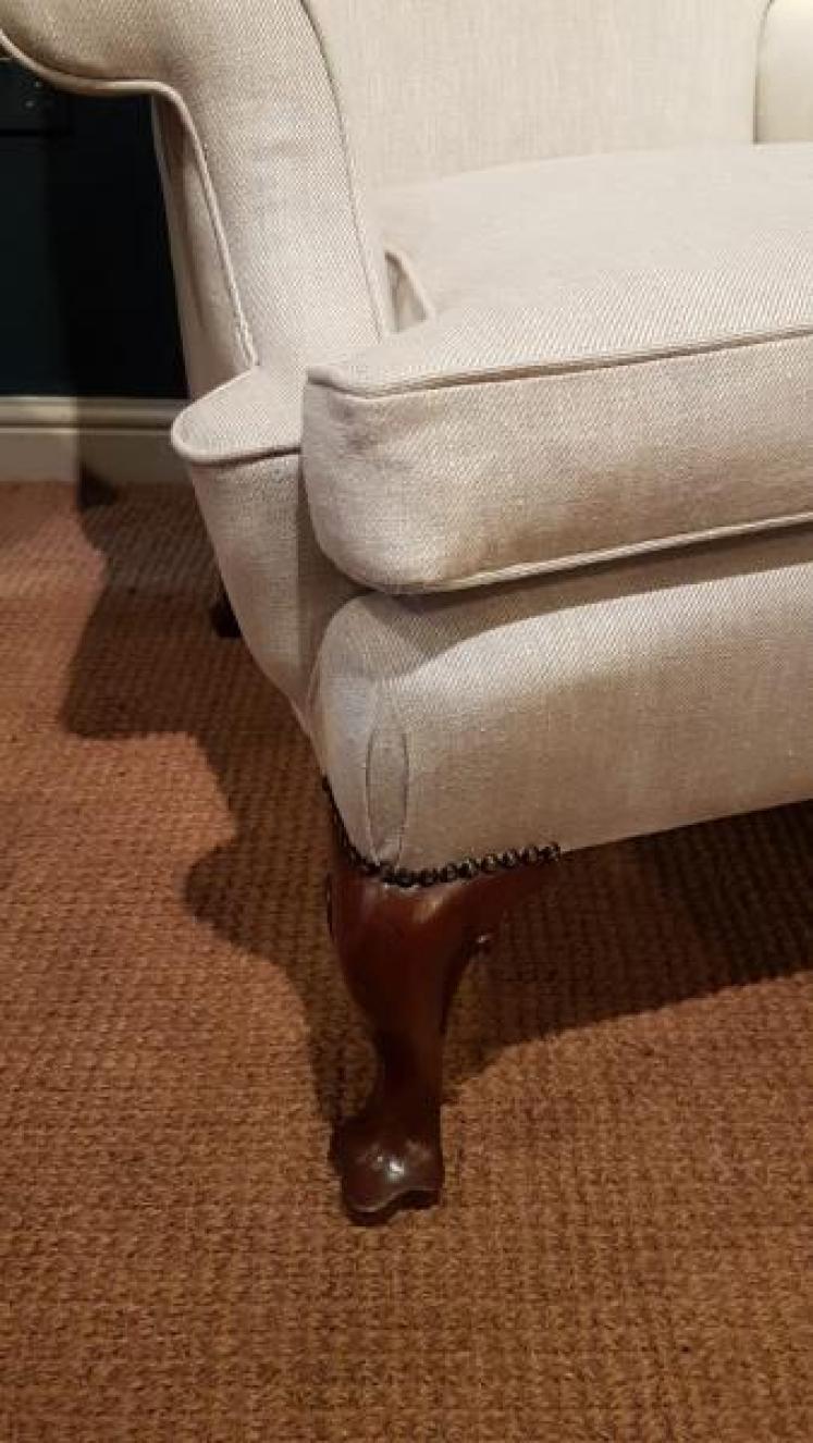 Matching Pair of Edwardian Wing Back Arm Chairs - Image 7