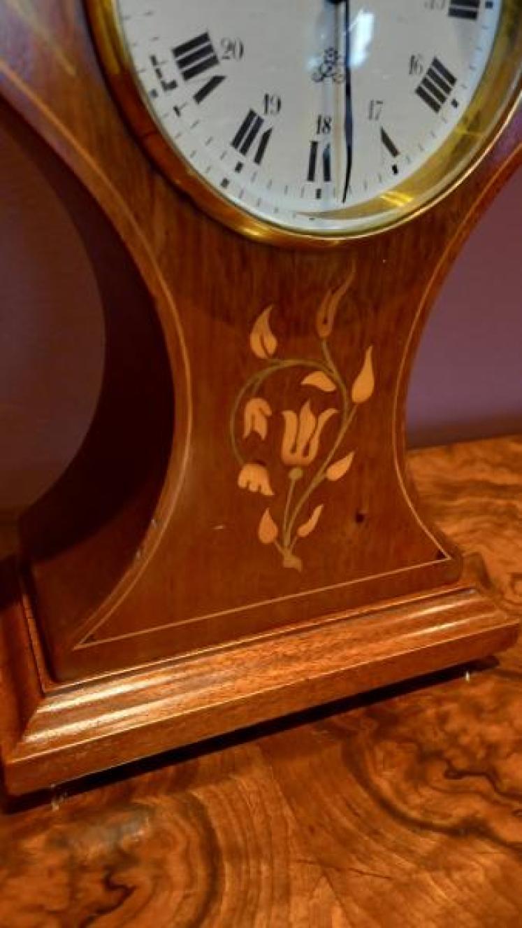 Rare Edwardian Inlaid 24 Hour Dial Mantel Clock - Image 2