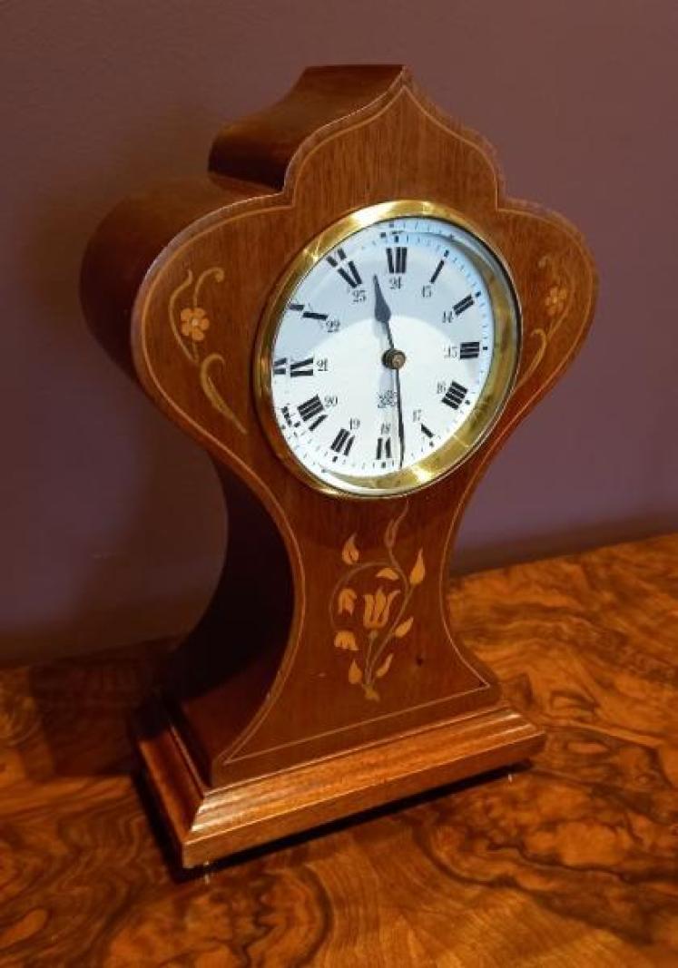 Rare Edwardian Inlaid 24 Hour Dial Mantel Clock - Image 6