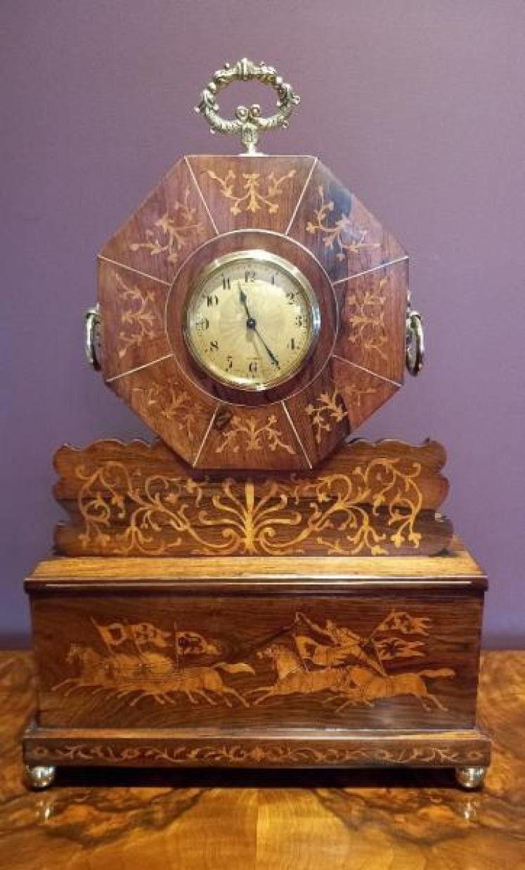 Impressive Victorian Rosewood Inlaid Clock on Stand - Image 1