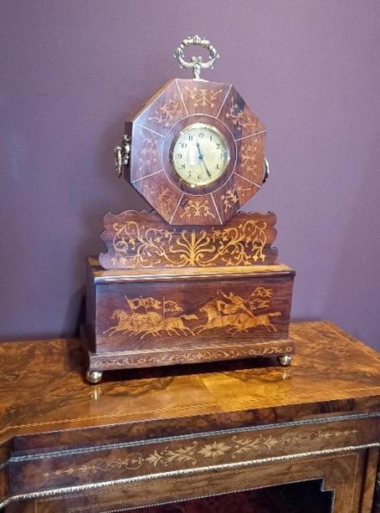Impressive Victorian Rosewood Inlaid Clock on Stand - Image 6