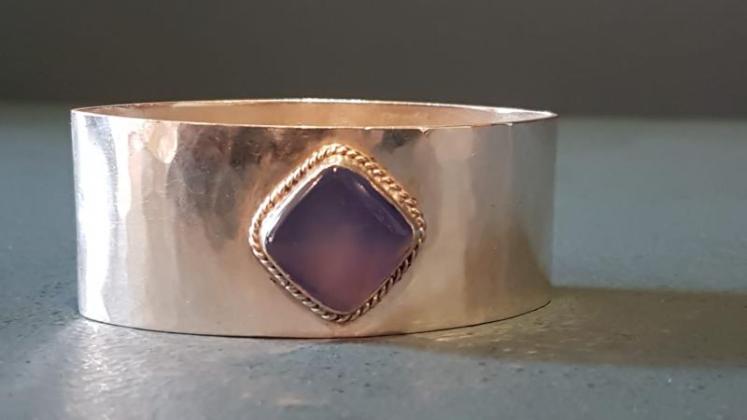 Liberty Planished Silver Moonstone Napkin Ring - Image 1