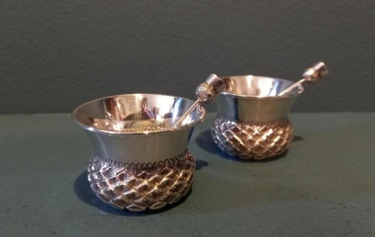 Pair of Victorian Silver Thistle Novelty Mustards - Image 2