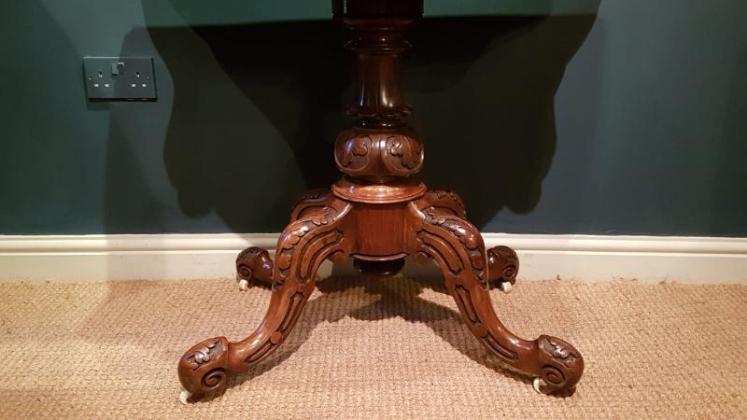 Victorian Burr Walnut Fold Over Card Table - Image 4