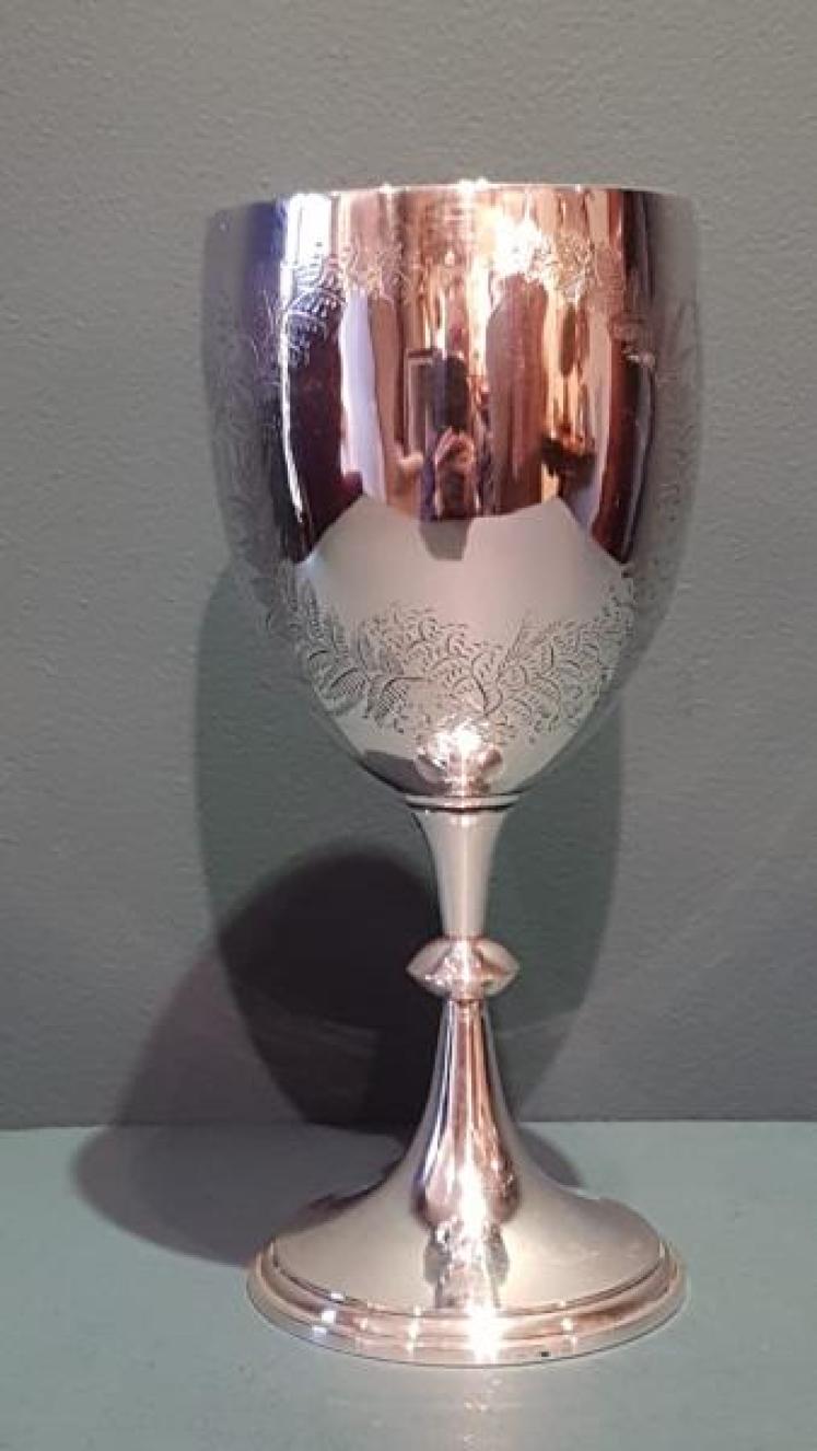 Large Silver Engraved Chalice  - Image 1