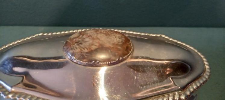 Antique Silver Shaped Table Box with Gemstone - Image 3