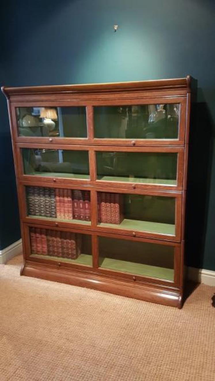 Edwardian Oak Wide Sectional Bookcase - Image 1