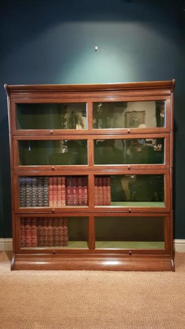Edwardian Oak Wide Sectional Bookcase - Image 2