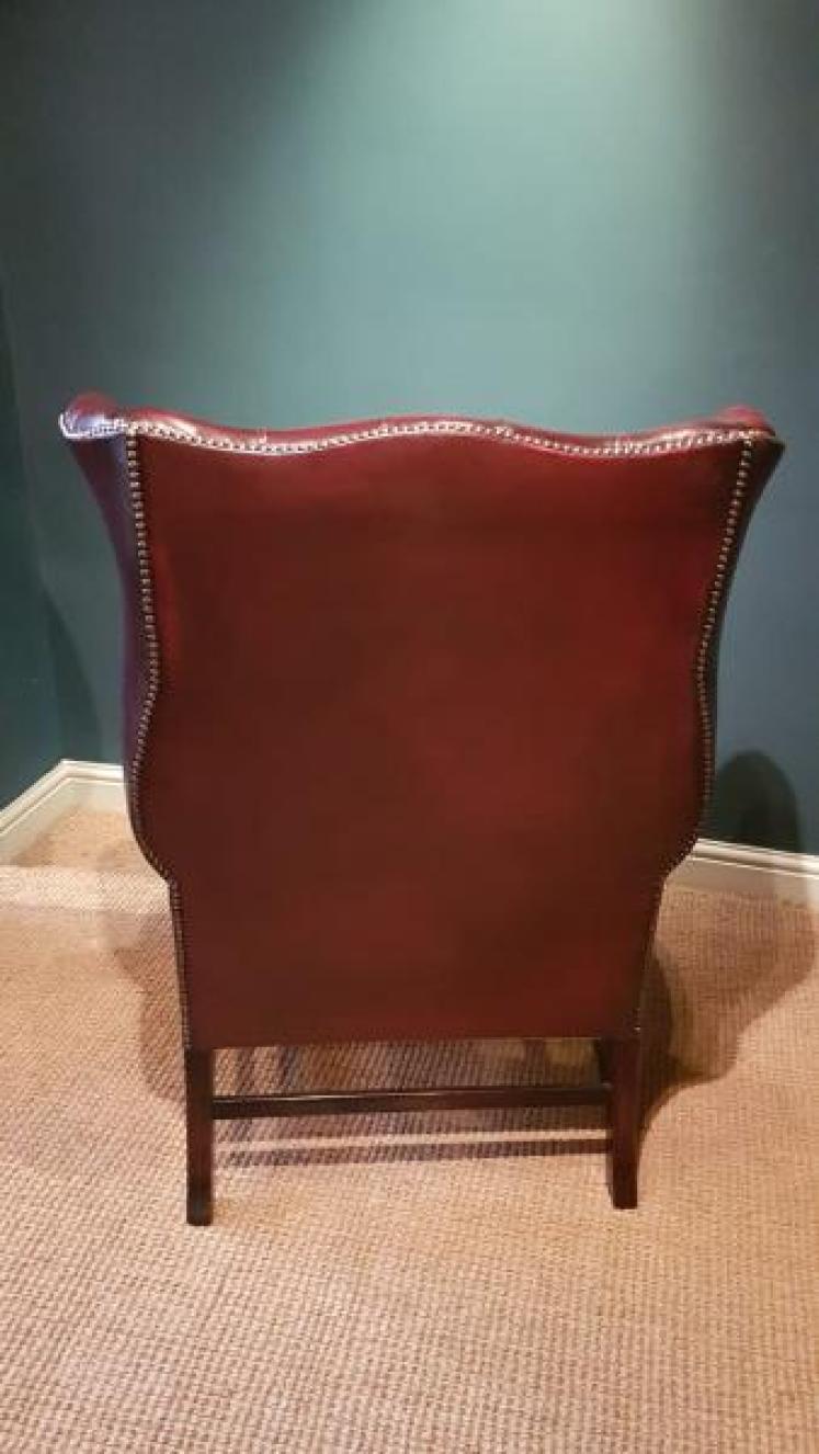 1930's Oxblood Red Leather Wing Back Arm Chair - Image 2