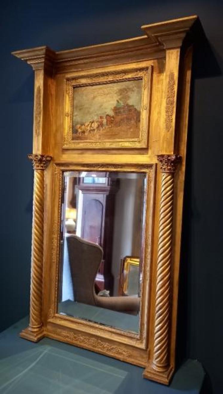 Regency Period Timber Gilt Mirror with Painted Scene - Image 7