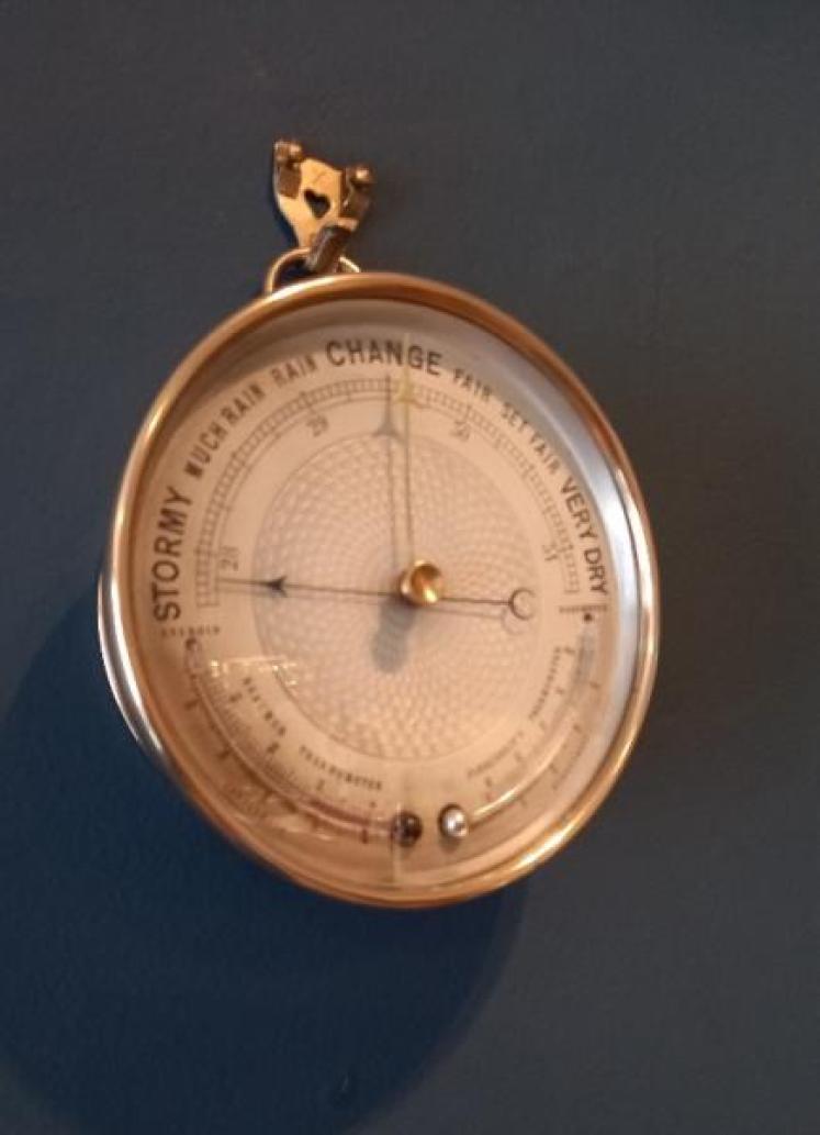 Antique Twin Thermometer Marine Barometer - Image 1