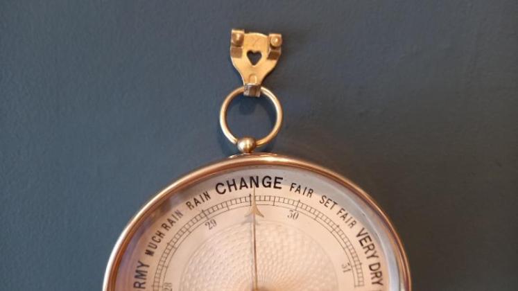 Antique Twin Thermometer Marine Barometer - Image 4