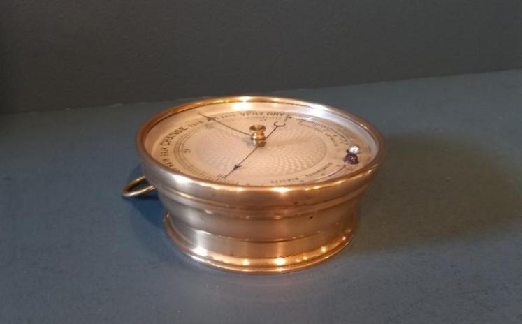 Antique Twin Thermometer Marine Barometer - Image 5