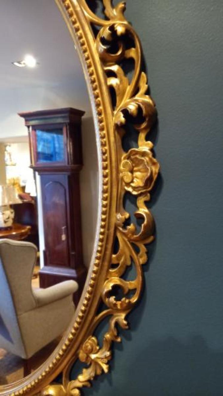Victorian Florentine Plaster Gilt Oval Mirror - Image 4