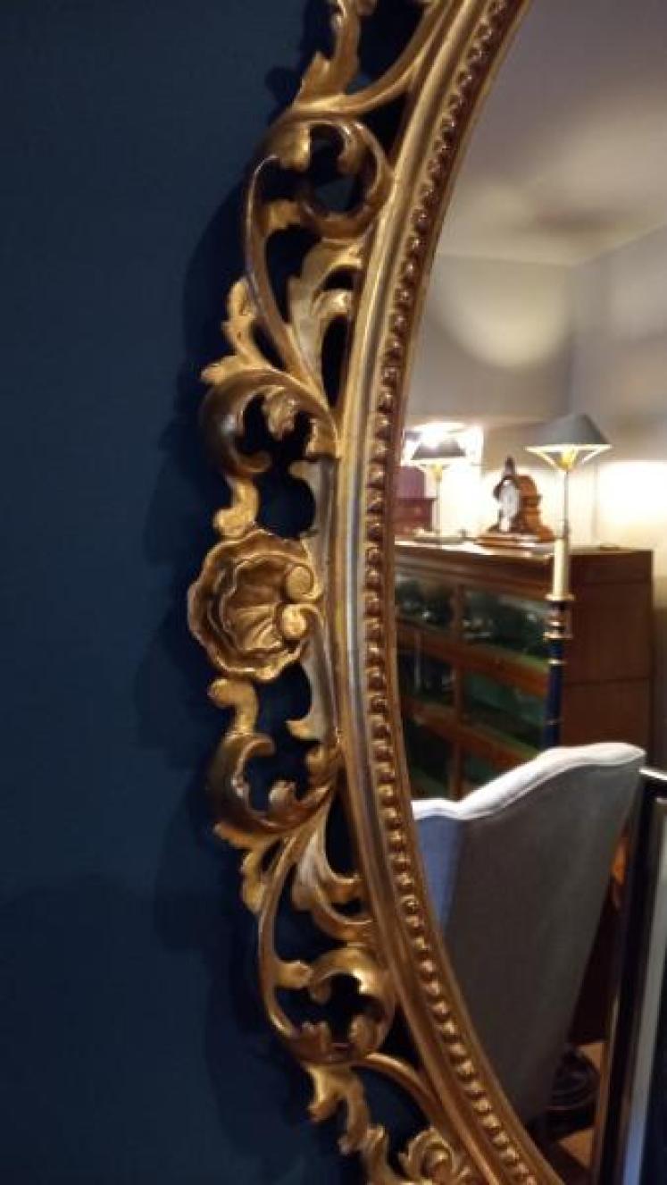Victorian Florentine Plaster Gilt Oval Mirror - Image 6