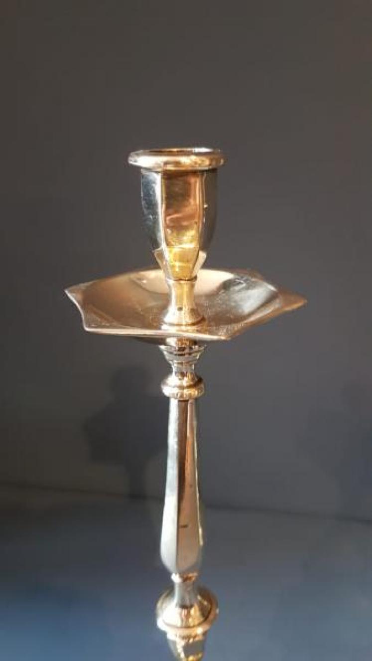 Victorian Cast Brass Candlesticks - Image 2