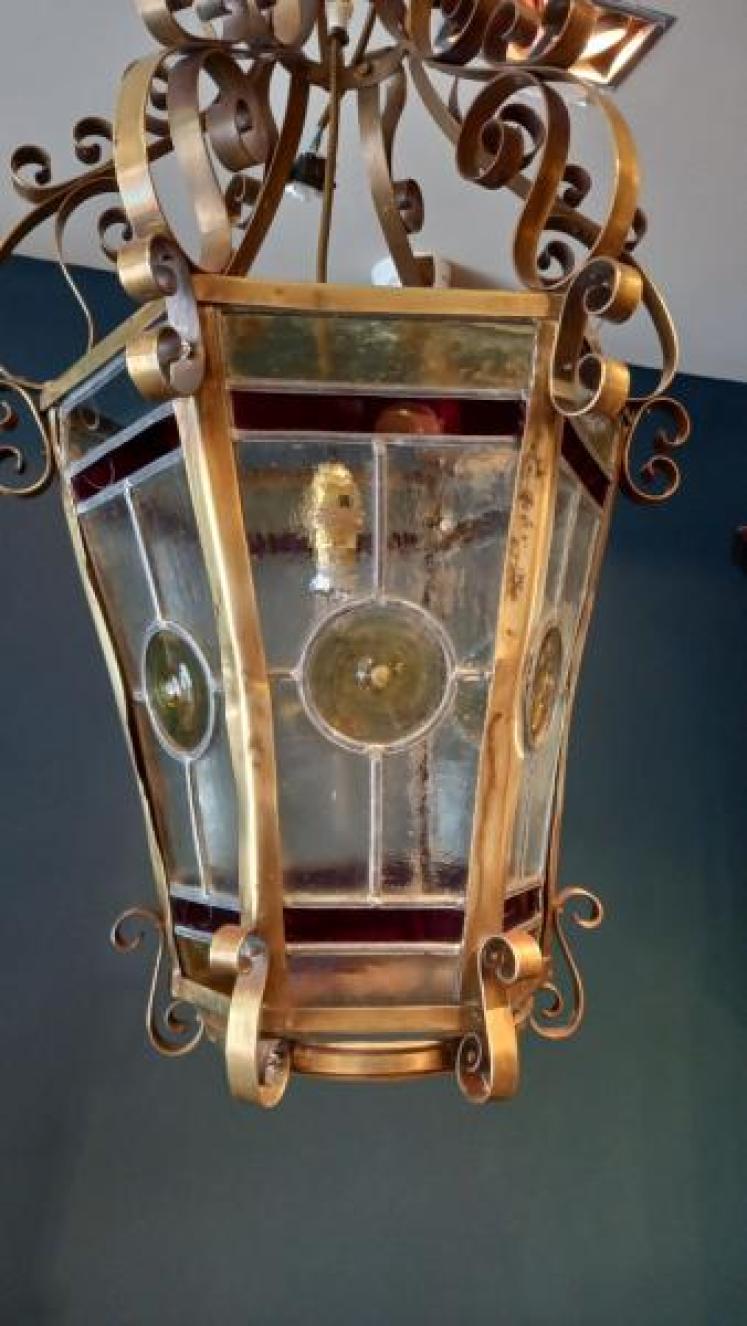 Art Nouveau Leaded Glass Lantern - Image 3