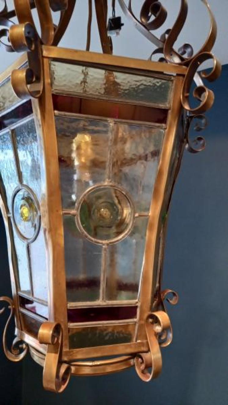 Art Nouveau Leaded Glass Lantern - Image 6